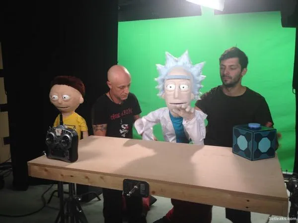 Little behind the scenes shot with the Rick and Morty puppets