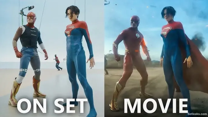 Making of The Flash (2023) - Behind the Scenes vs. Actual Movie Scenes Side-by-Side Comparison