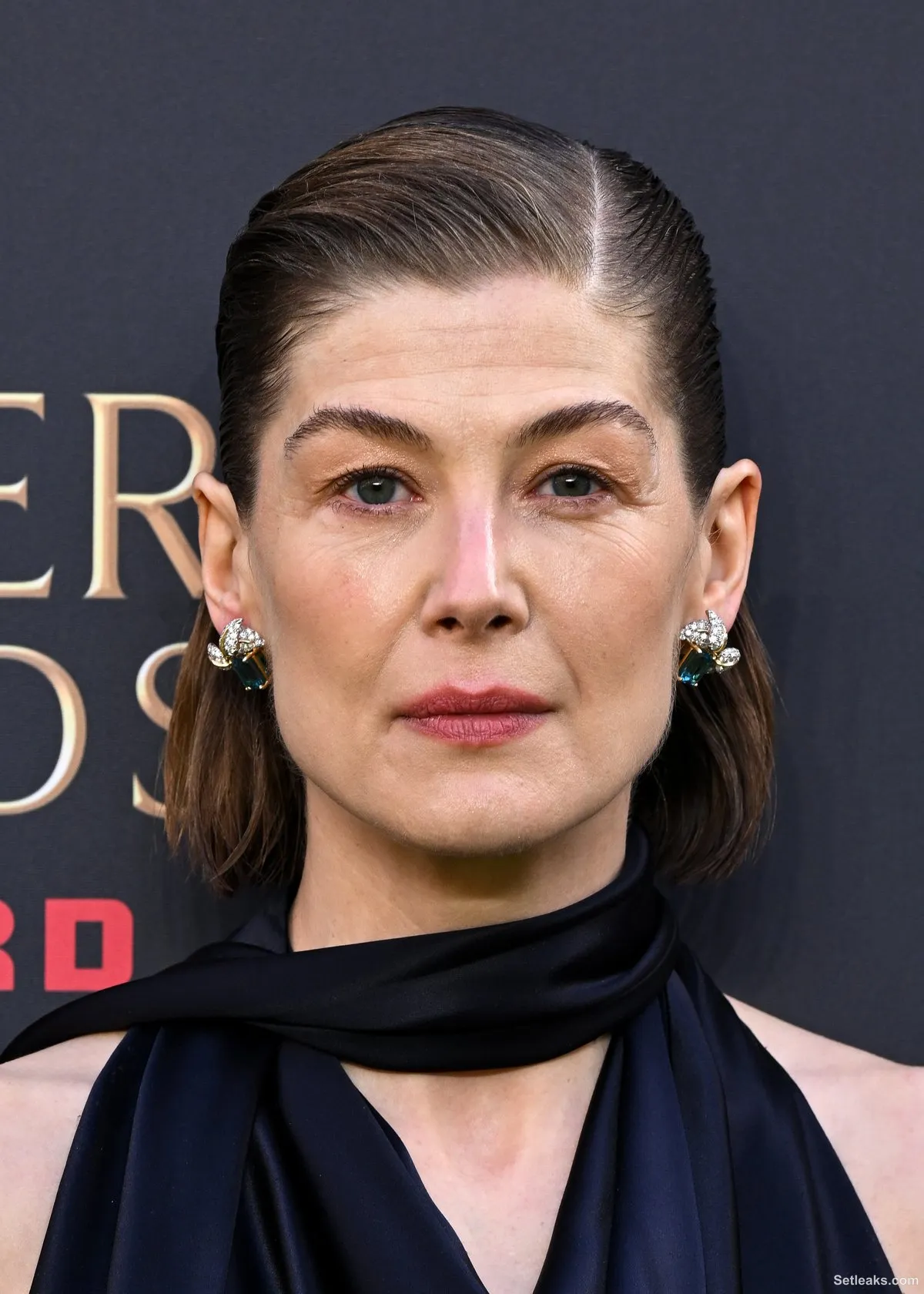 Rosamund Pike glares at audience member after phone alarm during Inter Alia