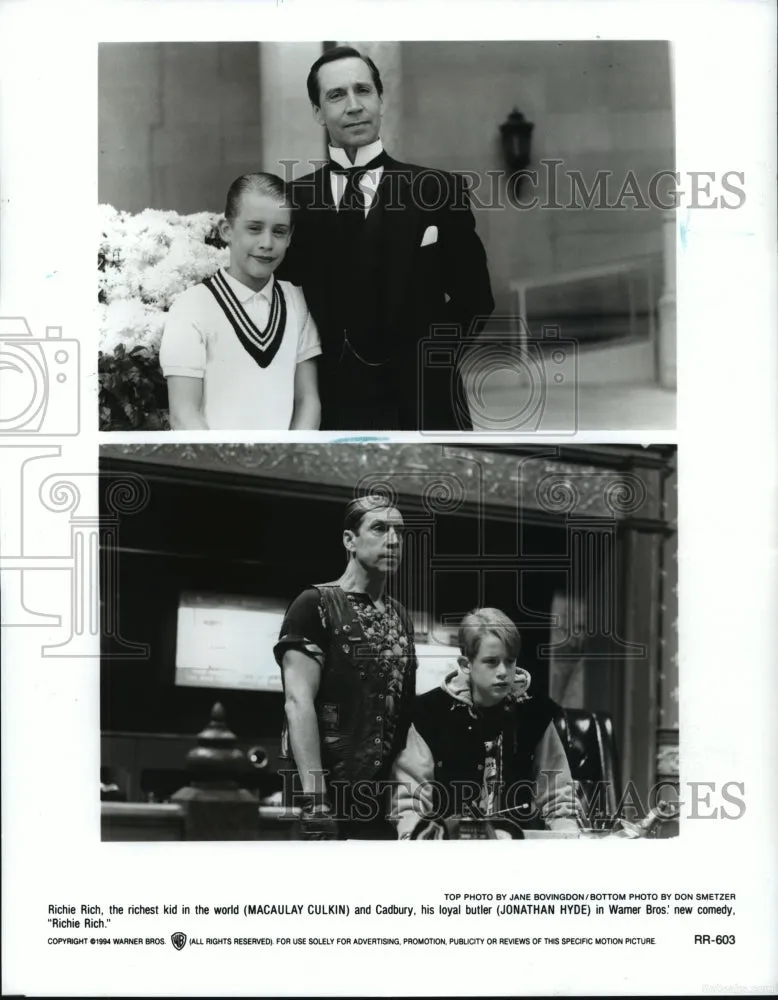1994 Press Photo Macaulay Culkin and Jonathan Hyde star in Richie Rich.